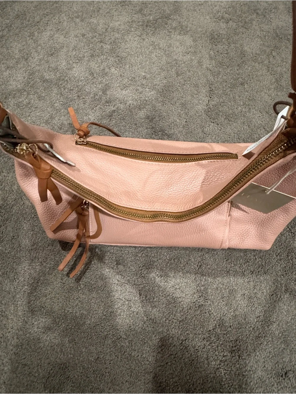 NWT Valentina Purse Pebbled Italian Leather Hobo Bag – Blush Pink & Tan